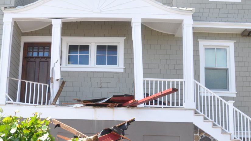 Building with storm damage